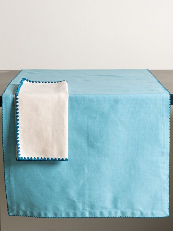 OMBRA runner in cotone con ricamo