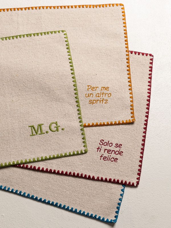 TRECCIA tovaglietta cotone pesante con ricamo
