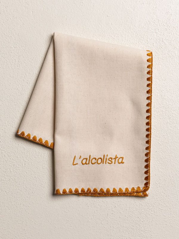 TRECCIA tovagliolo in cotone pesante con ricamo